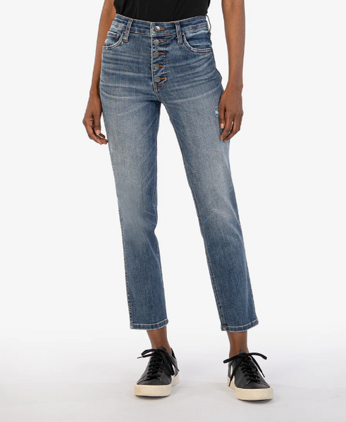 Rachael High Rise Fab Ab Ankle Mom Jean Button Fly
