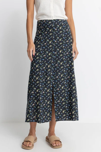 Fleur Floral Button Front Maxi Skirt
