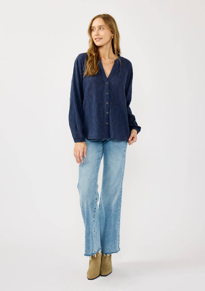 Long Sleeve Button Down Raglan Blouse - Adored A Lovely Boutique