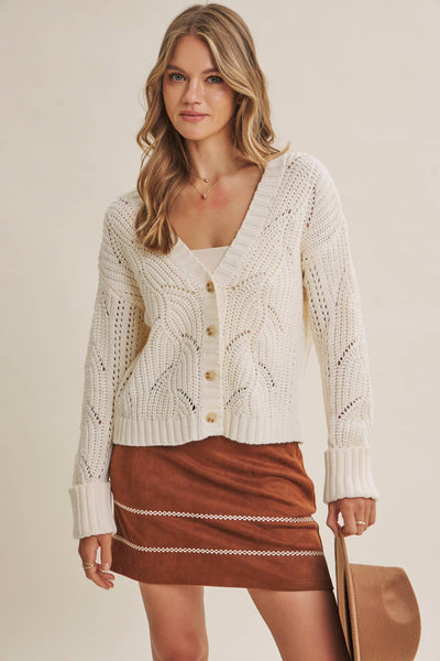 Cotton Dune Open-Knit Cardigan