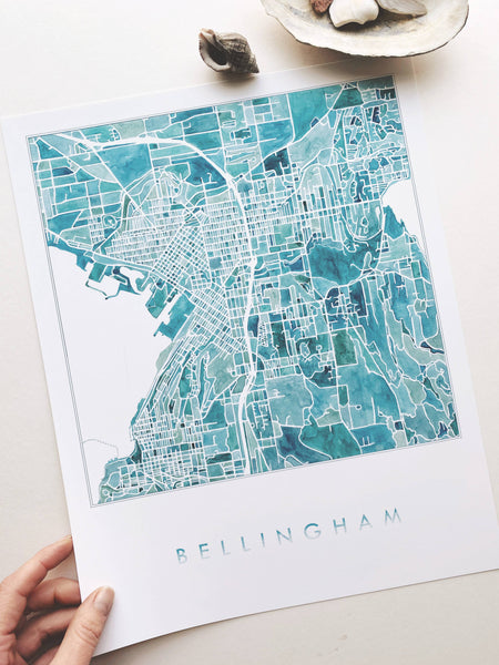 Watercolor Map Bellingham, WA - Adored A Lovely Boutique