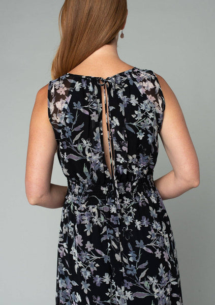 Floral Sleeveless Round Neck Open Back Maxi Dress