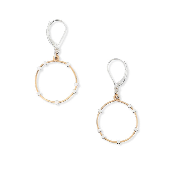Cosmos Mini Hammered Gold Circle Silver Mixed Earrings STARS