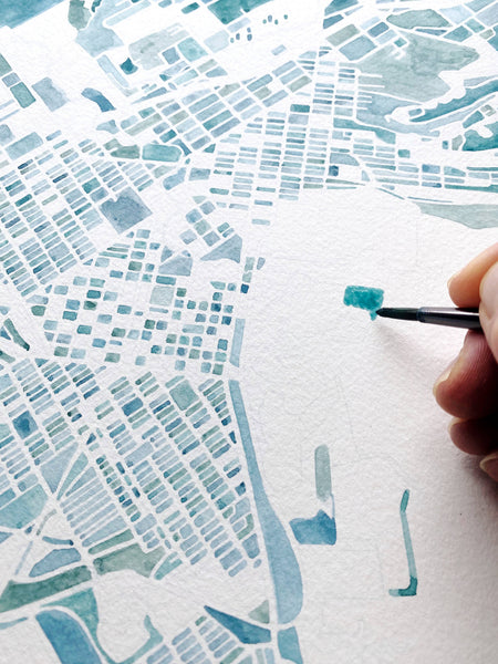 Watercolor Map Bellingham, WA - Adored A Lovely Boutique