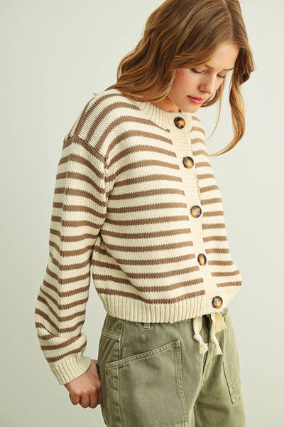 Seaside Striped 100% Cotton Cardigan