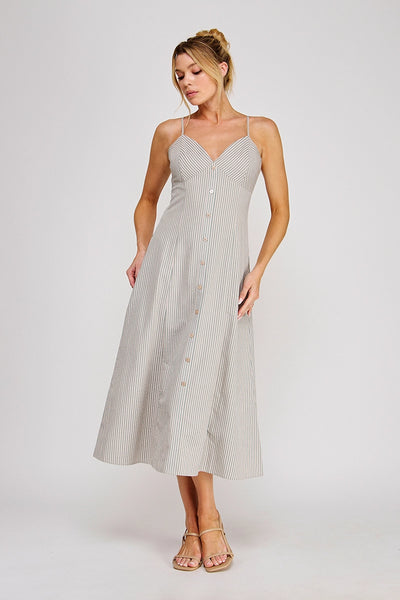 Striped V-Neck Maxi Dress