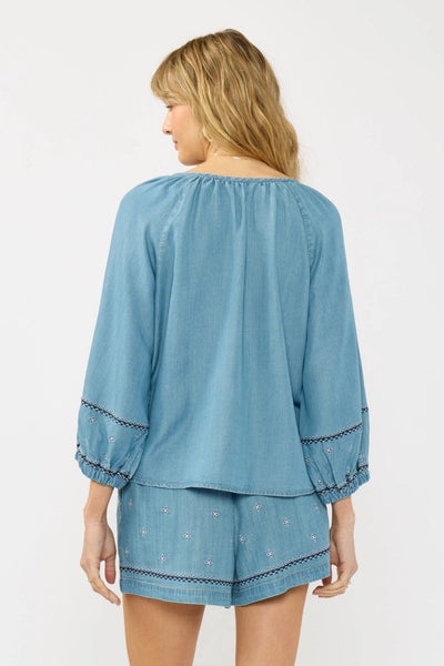 Embroidered Long Sleeve Top