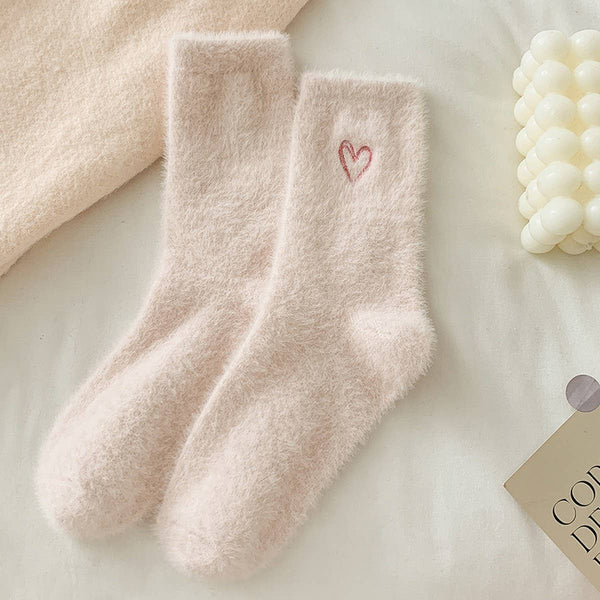 Pink Heart Fluffy Socks - Adored A Lovely Boutique