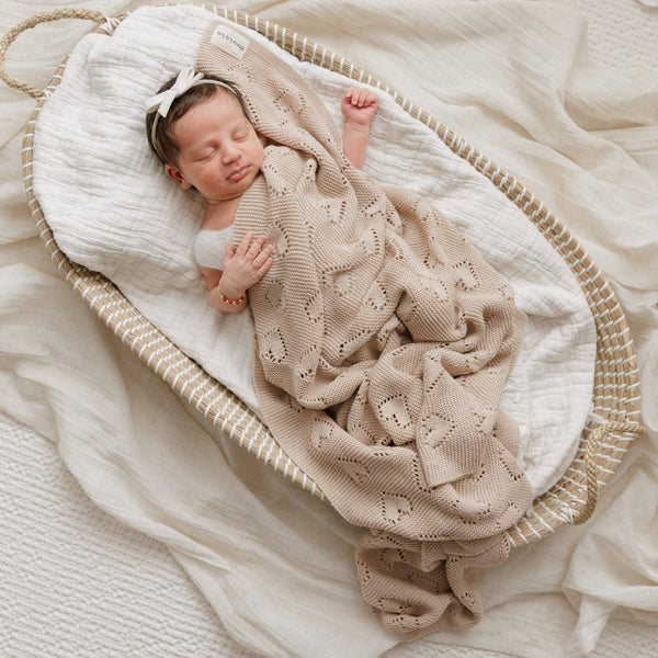 Luxury Cotton Receiving Swaddle Baby Blanket - Heart
