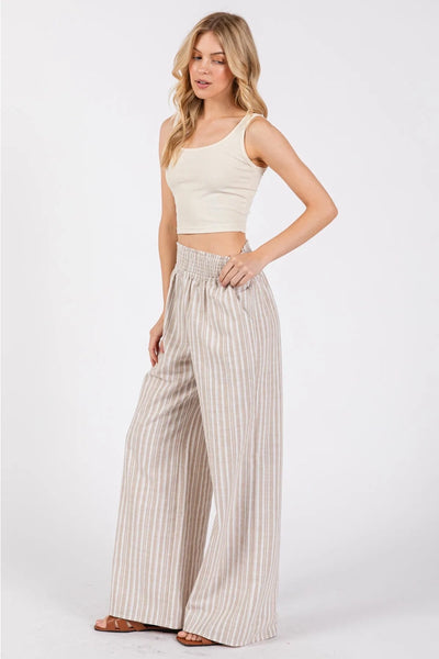 Smocked Waist Wide Leg Pant