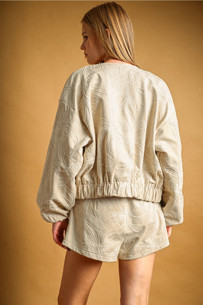 Suede Floral Bomber Jacket