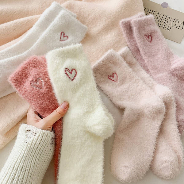 Pink Heart Fluffy Socks - Adored A Lovely Boutique