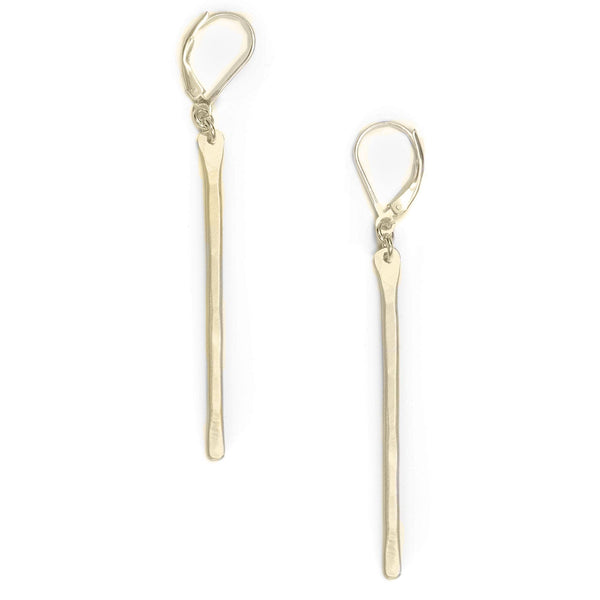 Stem Long Skinny Bar Earrings in gold or silver