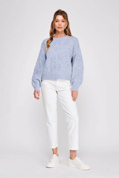 Floral Embroidery Sweater - Adored A Lovely Boutique