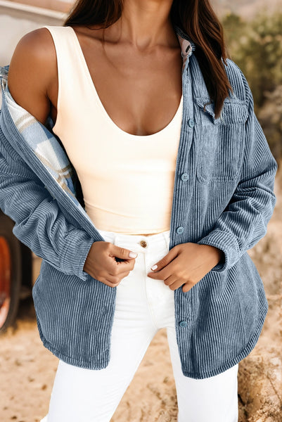 Reversible Corduroy/Plaid Shacket