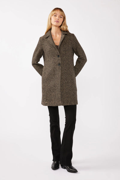Classic Herringbone Mid-Length Coat