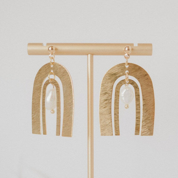 Rainbow Arch Pearl Earrings