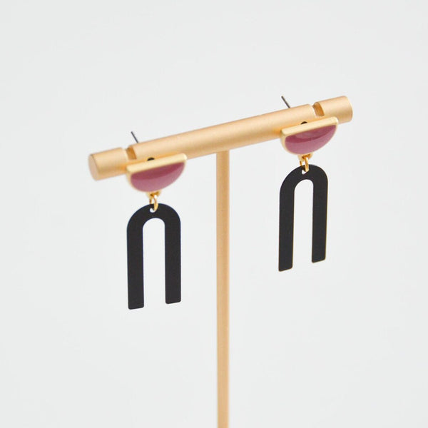 Blush Noir Arc Earrings
