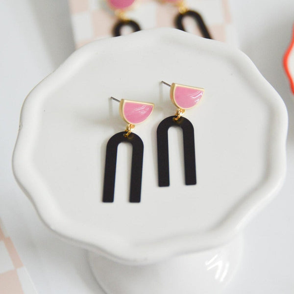 Blush Noir Arc Earrings