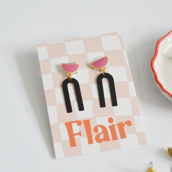 Blush Noir Arc Earrings