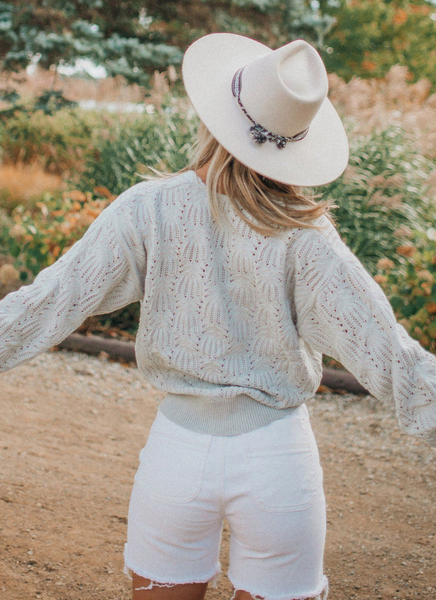 Ethereal Pointelle Knit Surplice Sweater