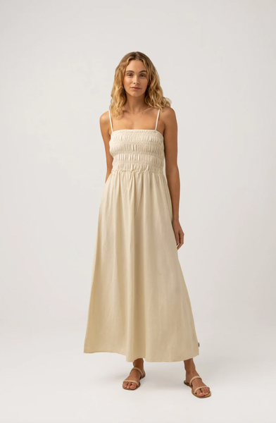 Classic Shirred Midi Dress