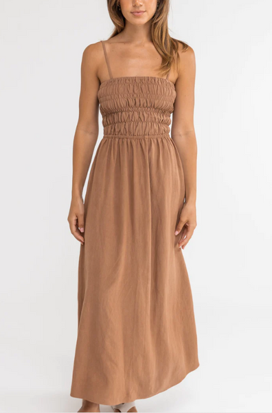 Classic Shirred Midi Dress