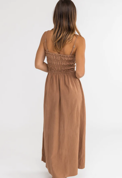 Classic Shirred Midi Dress